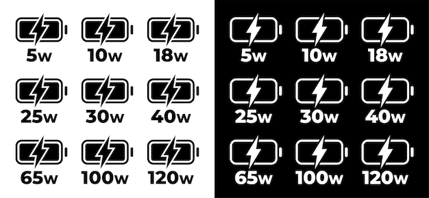 Set van snelle laadspanning. vector knop spanning macht.