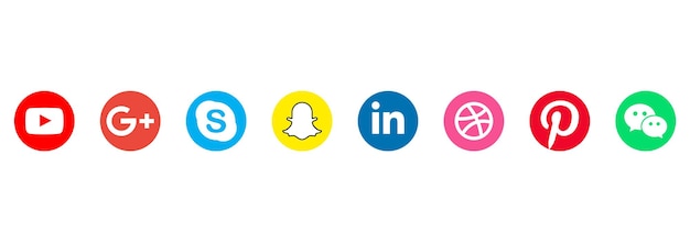 Set van social media iconfacebookinstagram snapchat twitter youtubewhatsapp telegramlinkedin