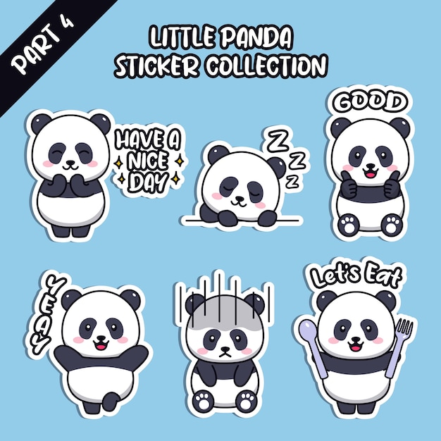 Set van sociale media emoji schattige kleine panda sticker collectie dieren emoticon