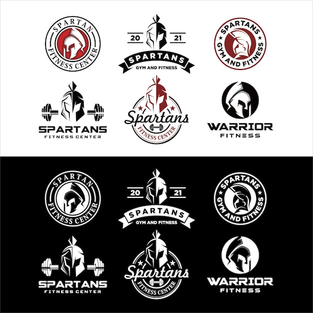 Set van Spartan Fitness en Gym Logo Vector Fitness Logo