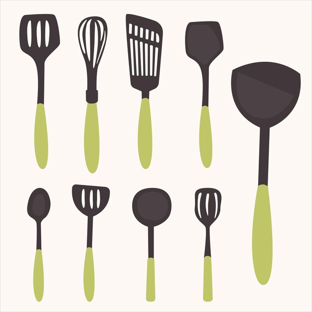 Vector set van spatula keukengereedschap collectie