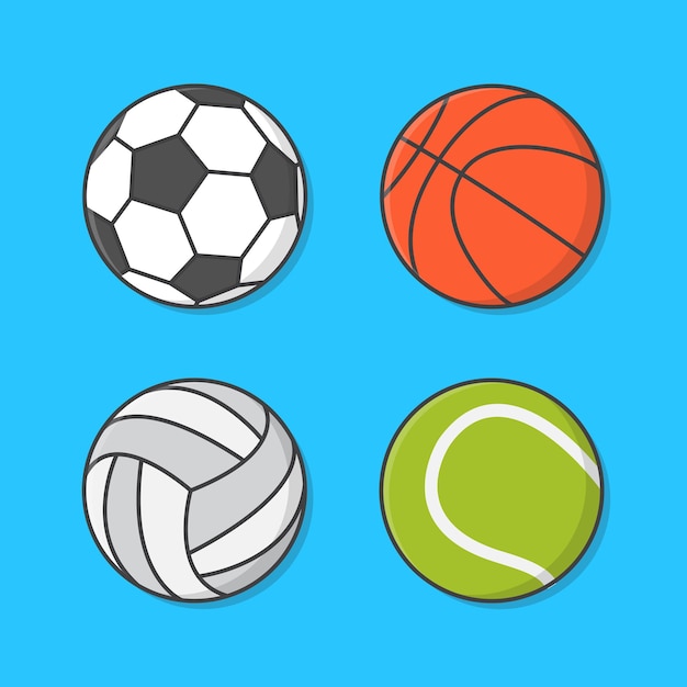 Vector set van sportballen geïsoleerd op blauw