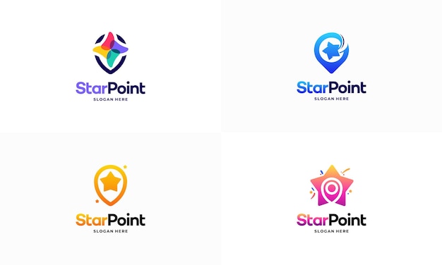 Set van star spot point-logo-ontwerpen concept vector elegante star-logo-ontwerpen