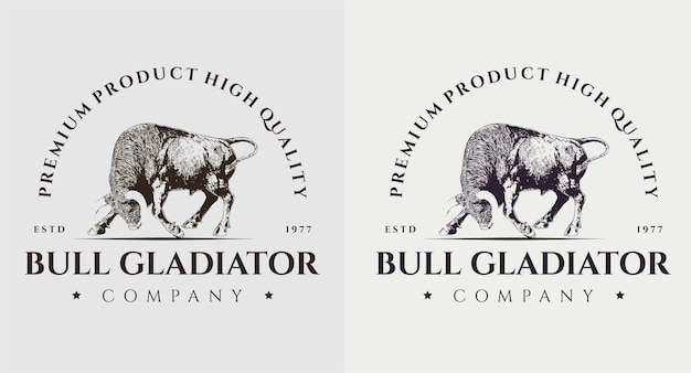 Vector set van stier gladiator vintage logo