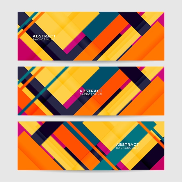 Set van strepen abstracte kleurrijke memphis brede banner ontwerp achtergrond Abstracte kleurrijke memphis geometrische zakelijke banner achtergrond vectorillustratie