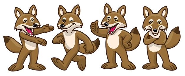 Set van stripfiguur coyote mascotte