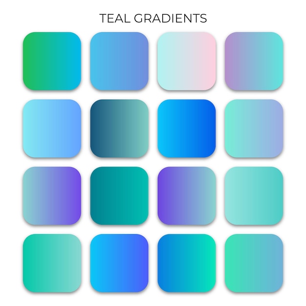 SET VAN TEAL GRADIENTNT KLEURENPALET