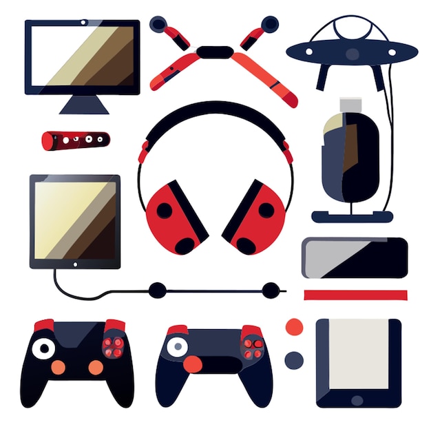 set van tech gadgets silhouet op witte achtergrond vector illustratie plat 2