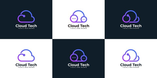 Vector set van technologie cloud-logo