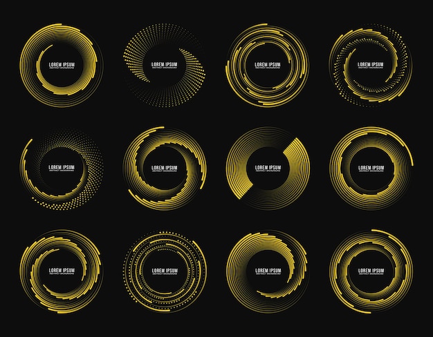 Vector set van technologie rond logos