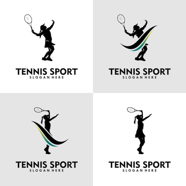 Set van tennis logo sjabloon vector illustratie ontwerp