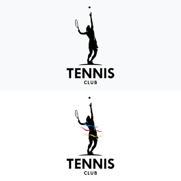 Set van Tennis speler vrouw logo ontwerp vectorillustratie