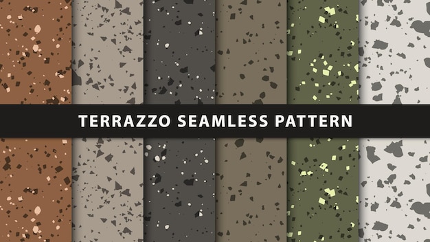 Set van terrazzo naadloze patronen. premium vector