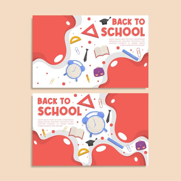 Set van terug naar school landschapsbanner