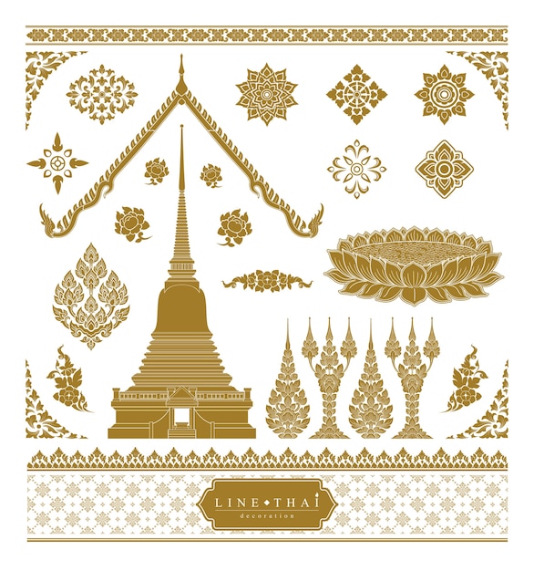 Vector set van thaise kunst