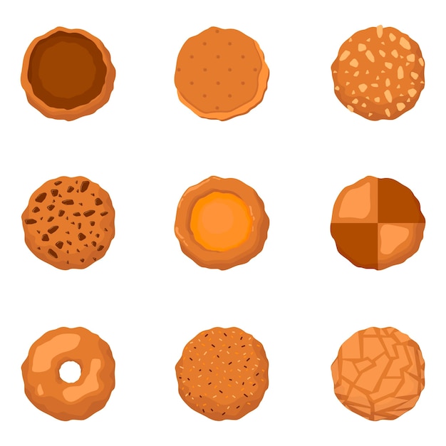 Vector set van thuis koekjes verschillende vormen op witte achtergrond vector illustratie van gebak met heerlijke toppings voor de feestdagen in cartoon stijl