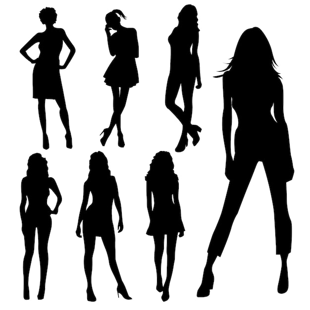 Set van topmodel vrouwelijke silhouetten