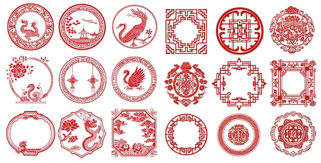 Set van traditioneel Chinees decoratief frame
