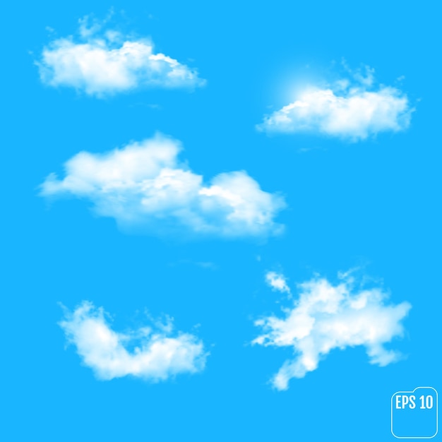 Set van transparante verschillende wolken. vector.