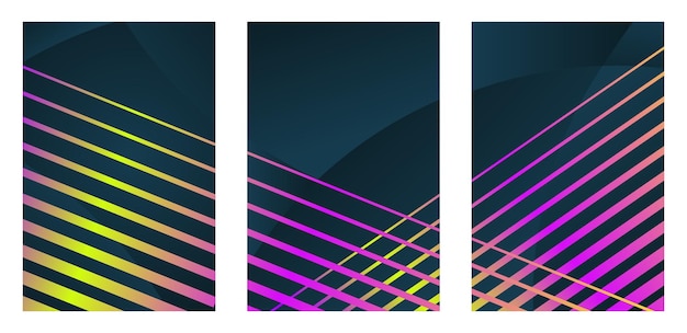 Set van trendy kleurrijke blanke poster met gradiëntlijnen
