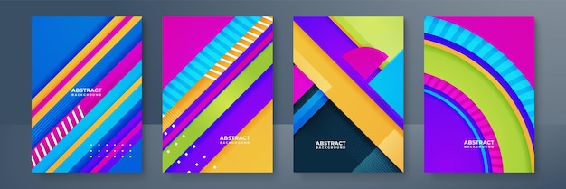 Set van trendy vector abstracte kleurrijke kleurovergang poster ontwerpsjabloon Achtergrond voor Poster Brochure Flyer folder Jaarverslag Boekomslag banner sjabloon in A4-formaat