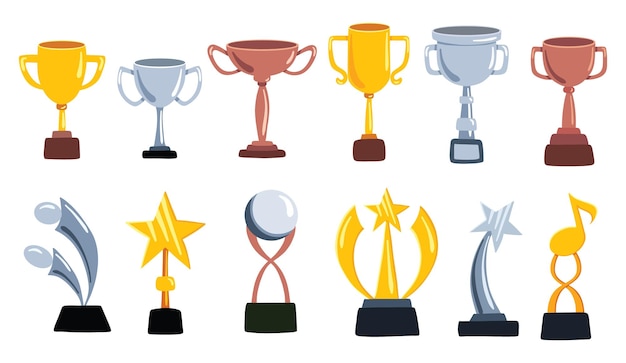 Set van trophy cup en awards ontwerpelementen