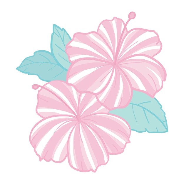 Set van tropische bloemen elementen verzameling van hibiscus bloemen op een witte achtergrond vector illustratie bundel