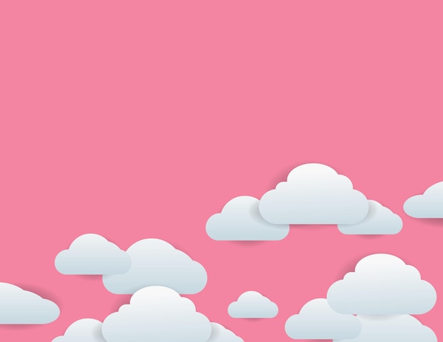 Set van twaalf verschillende wolken op roze achtergrond