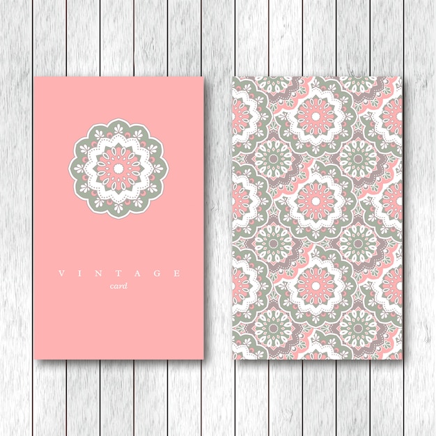 Vector set van twee decoratieve bloemen mandala kaarten.