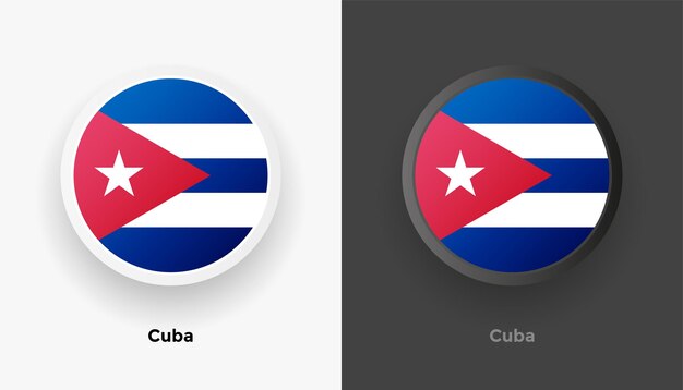 Set van twee metalen afgeronde cuba-vlagknoppen met zwarte en witte achtergrond