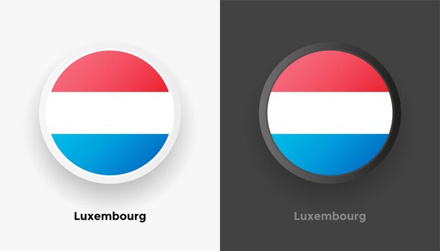 Set van twee metalen afgeronde Luxemburgse vlagknoppen met zwarte en witte achtergrond