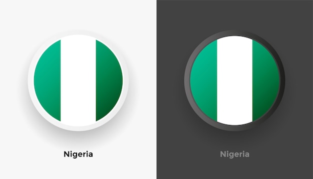 Set van twee metalen afgeronde vlagknoppen van Nigeria met zwarte en witte achtergrond
