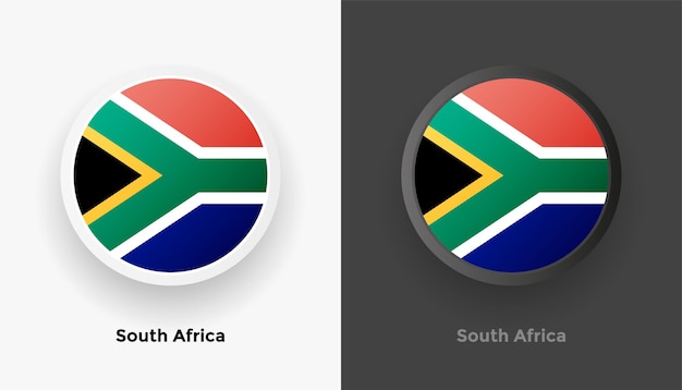 Set van twee metalen afgeronde vlagknoppen van Zuid-Afrika met zwarte en witte achtergrond