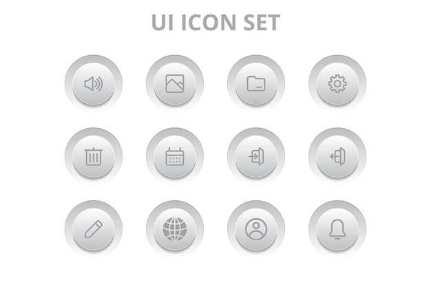 Set van ui minimale pictogram knop vector