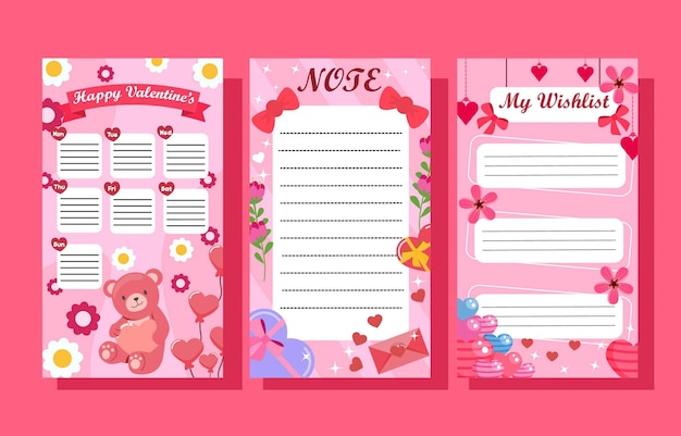 Set van Valentine Journal-sjabloon