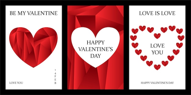 Vector set van valentine's day posters sjablonen trendy minimalistische esthetiek met gradiënten typografie y2k achtergronden geometrische elementen moderne ontwerp voor banner uitnodigingskaart omslag