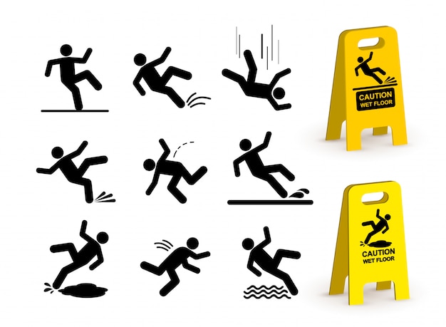 Set van vallende persoon silhouet pictogram.