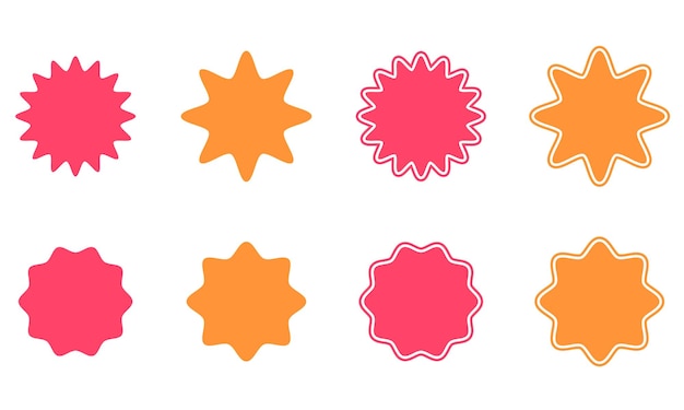 set van vector abstracte stickers iconen stickers van verschillende vormen met omtrek Monochromati