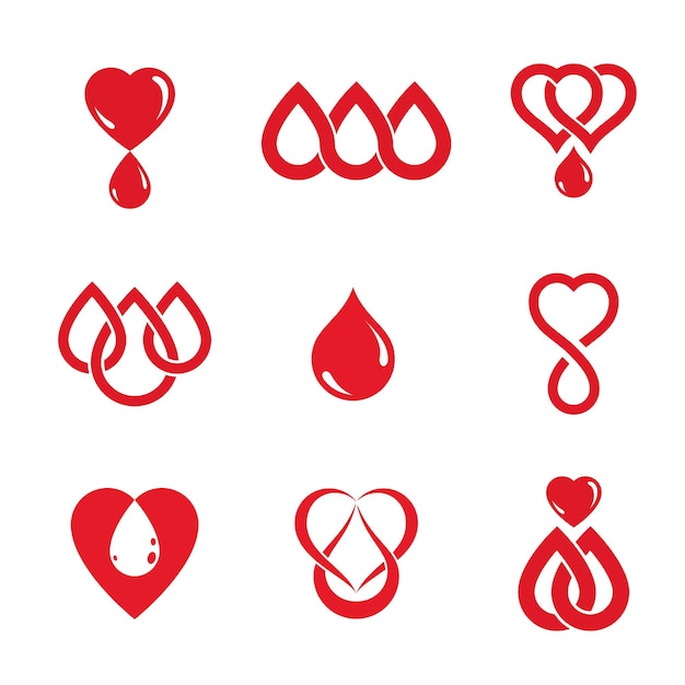 Vector set van vector bloeddonatie conceptuele illustraties. hematologiethema, medische behandelingsontwerpen voor gebruik in de farmacie.