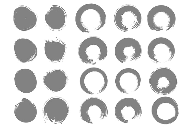 Set van vector cirkel aquarel hand getrokken penseelstreek frame collectie