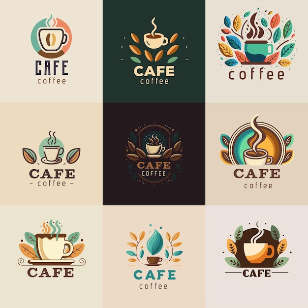 Set van Vector Coffee logo branding Illustratie collectie premium vector