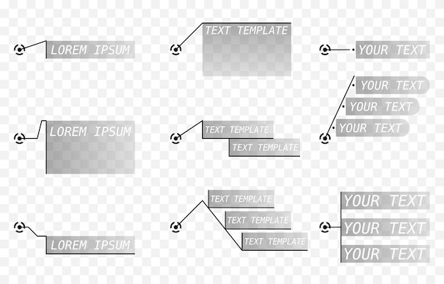 Set van vector digitale toelichtingen PNG-tekstopschriften PNG-sjabloon voor informatiepaneel