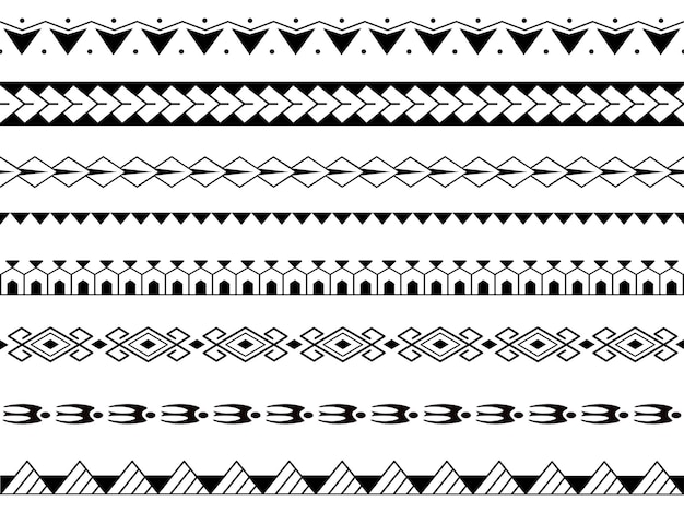 Vector set van vector etnische naadloze patroon ornament armband maori tatoeage stijl horizontaal patroon