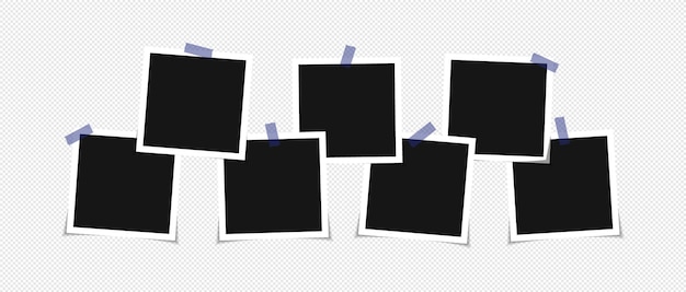 Set van vector fotolijst mockup ontwerp op plakband