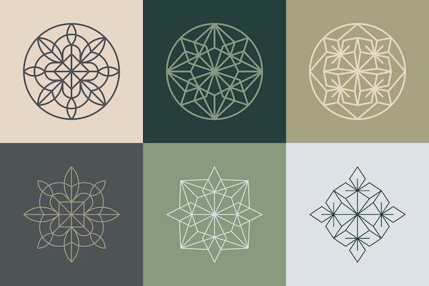 Set van vector geometrische cirkel overzicht decoratieve elementen Design emblemen in minimale trendy stijl