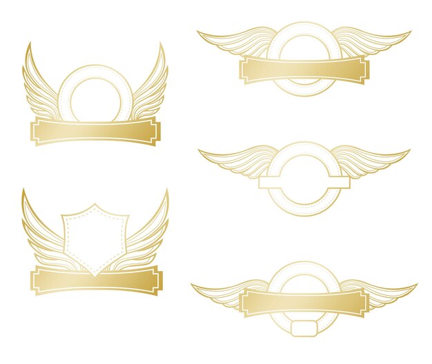 Set van vector gouden vleugel logo's