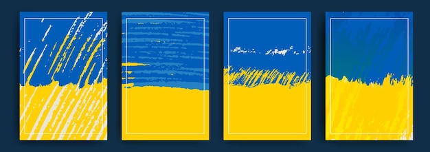 Set van vector grunge texturen in de kleuren van de vlag van Oekraïne Stop oorlog Vector