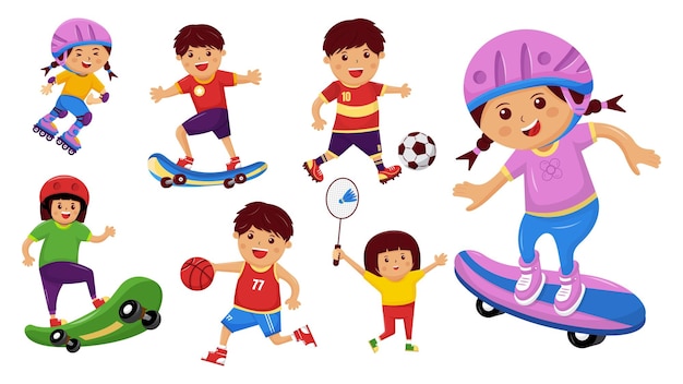 Vector set van vector illustratie kinderen sport activiteit