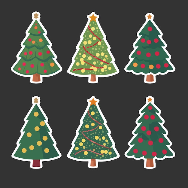 Vector set van vector kerstboom sticker