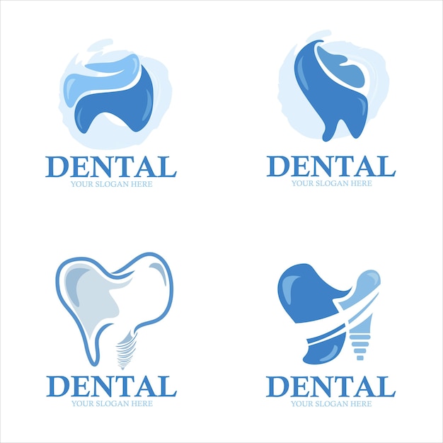 Set van vector logo concepten rond gezondheidszorg kliniek patiënt en tandarts